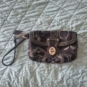 Coach Signature Black and Gray Wristlet